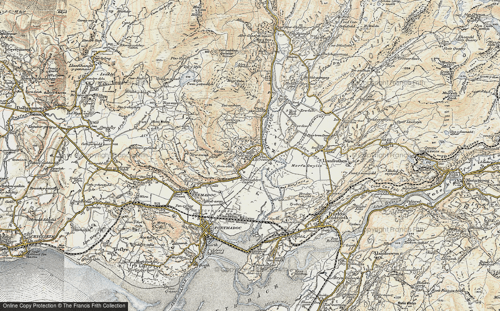 Old Map of Historic Map covering Afon Glaslyn in 1903