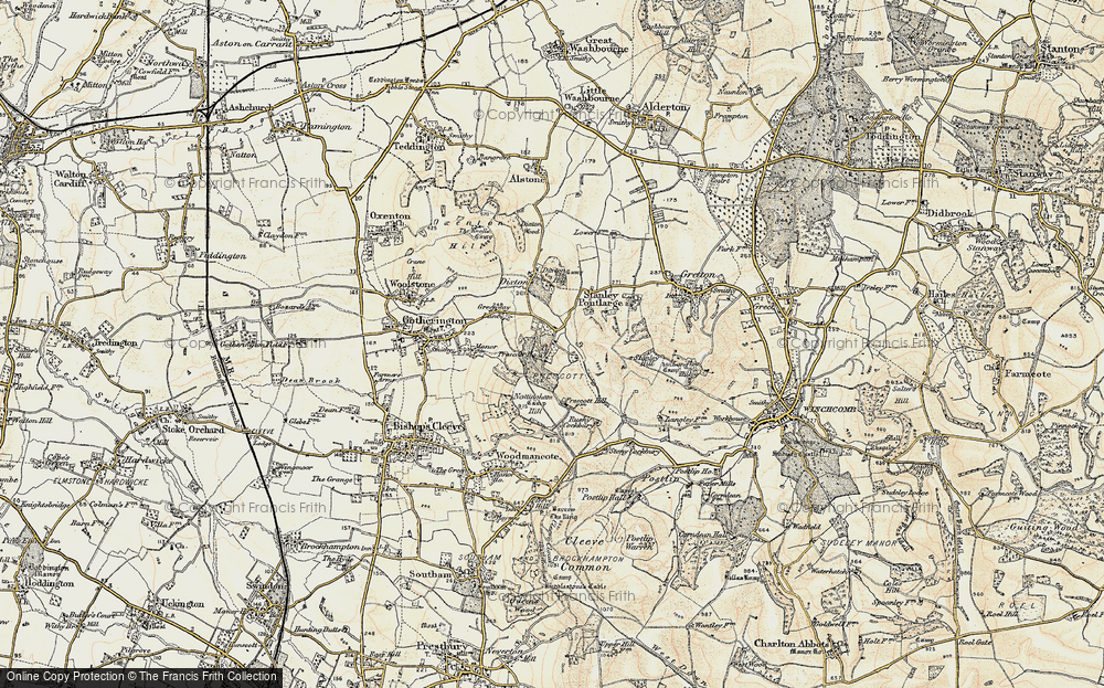 Old Map of Historic Map covering Winchcombe Way in 1899-1900