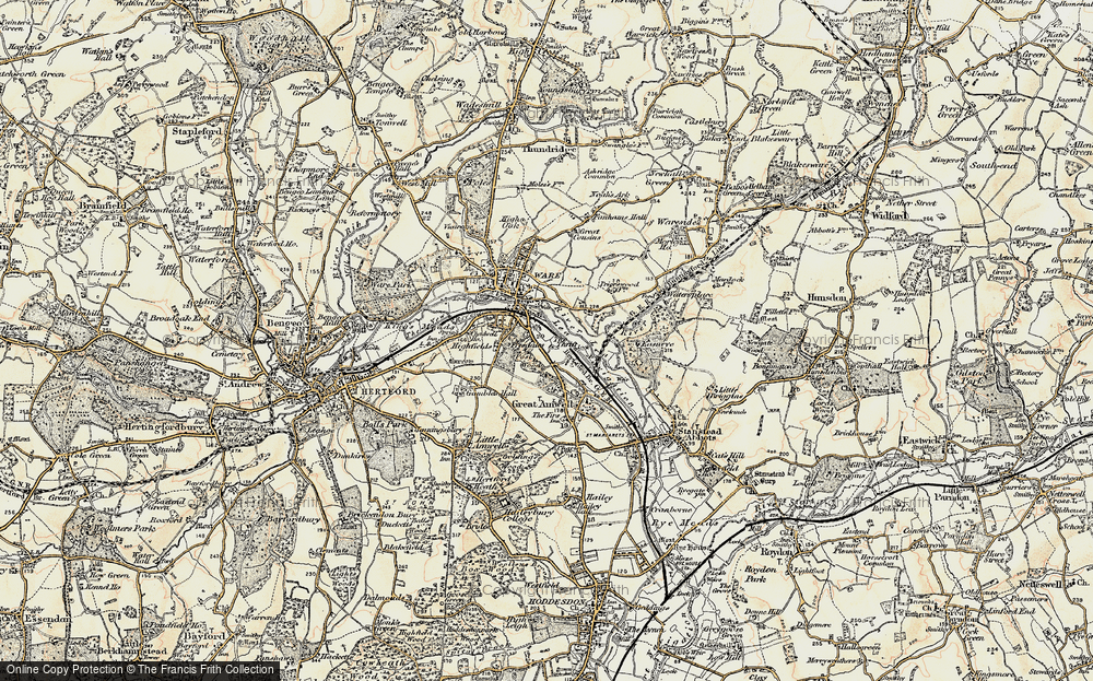 Old Map of Historic Map covering Easneye in 1898