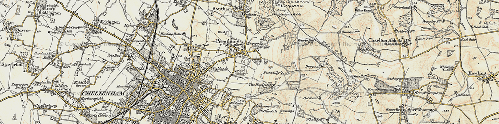 Old map of Prestbury in 1898-1900