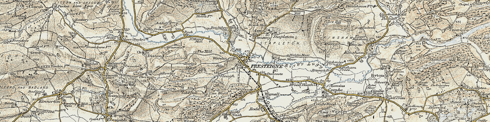 Old map of Presteigne in 1900-1903