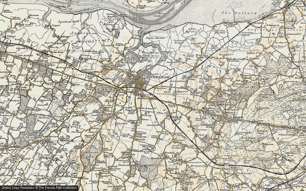 Old Map of Historic Map covering Brenley Corner in 1897-1898