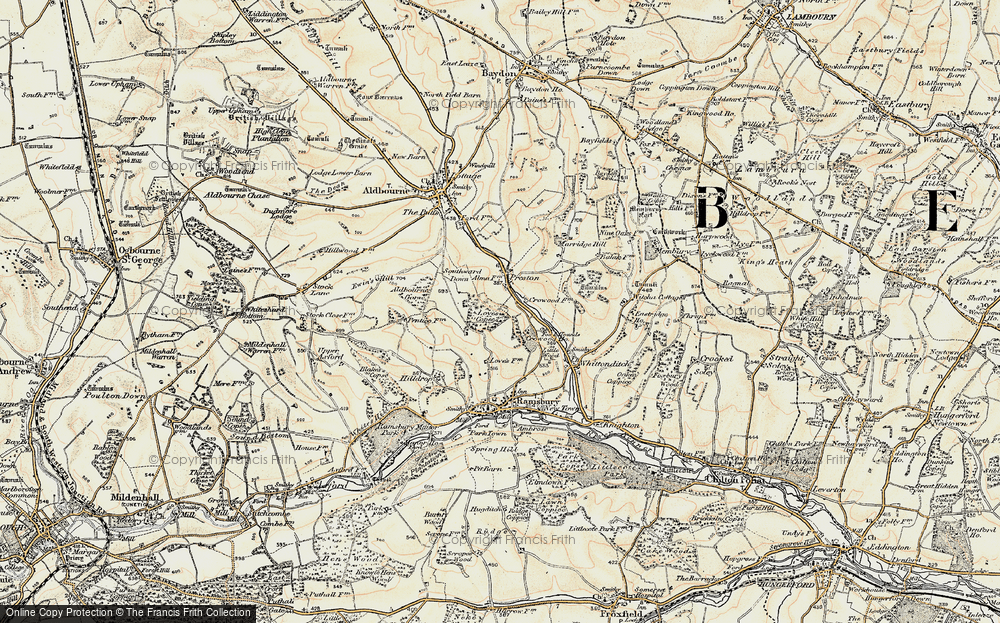 Old Map of Historic Map covering Blake's Copse in 1897-1899