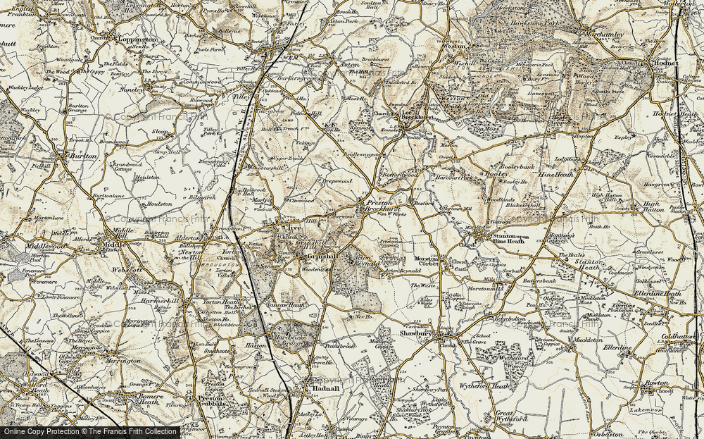 Old Map of Preston Brockhurst, 1902 in 1902