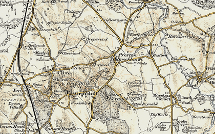 Old map of Preston Brockhurst in 1902