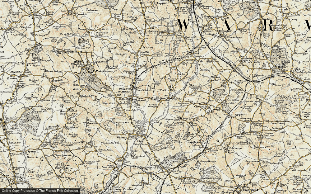Old Map of Historic Map covering Wootton Grange in 1899-1902