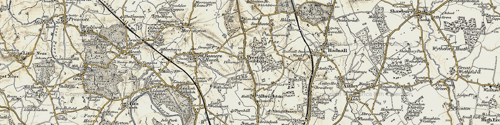Old map of Preston Gubbals in 1902
