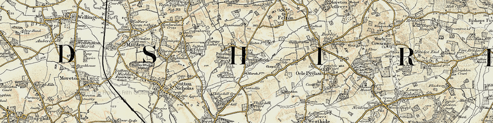 Old map of Preston Marsh in 1899-1901