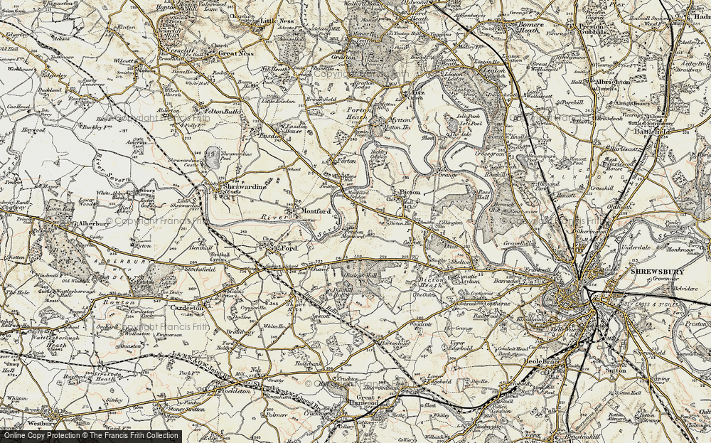Old Map of Preston Montford, 1902 in 1902