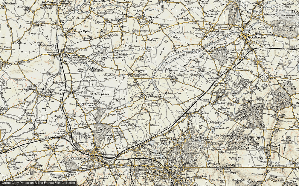 Old Map of Preston upon the Weald Moors, 1902 in 1902
