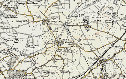 Old map of Preston upon the Weald Moors in 1902