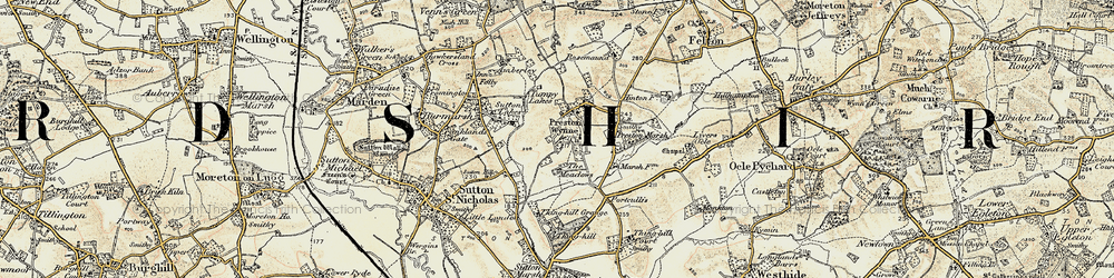 Old map of Preston Wynne in 1899-1901