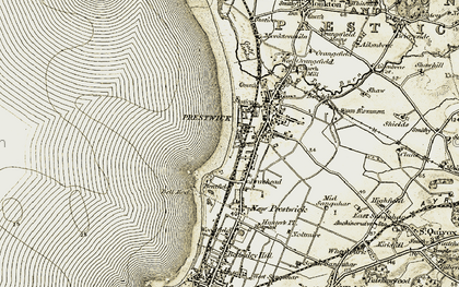 Old map of Prestwick in 1904-1906