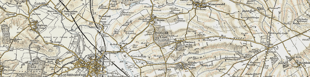 Old map of Prestwold in 1902-1903
