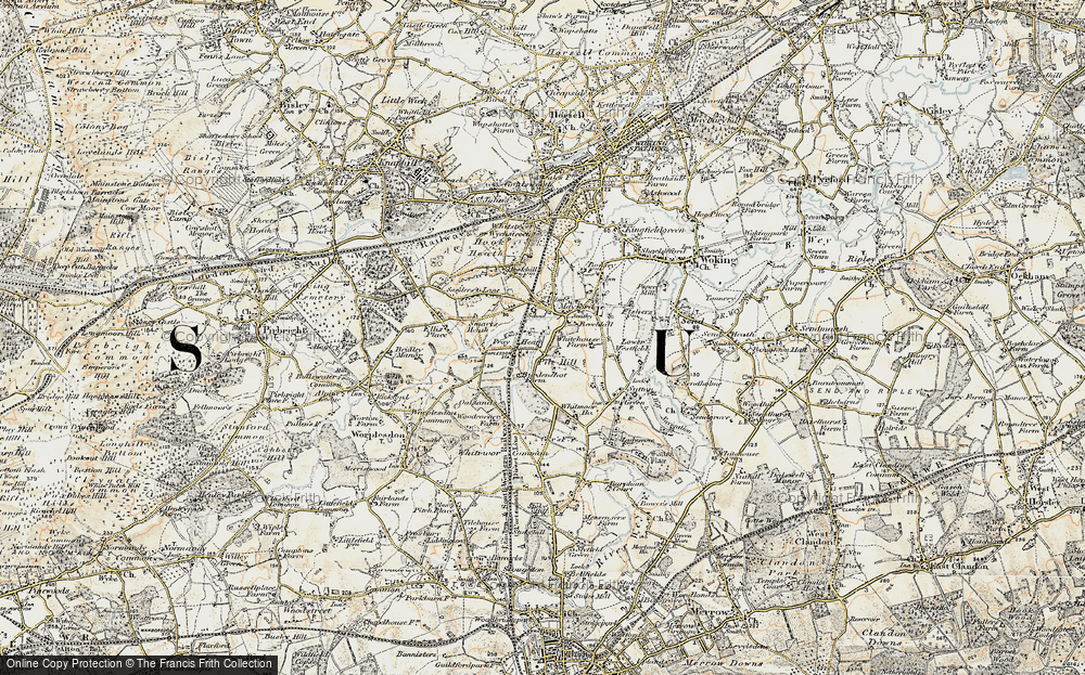 Old Map of Historic Map covering Worplesdon Sta in 1897-1909