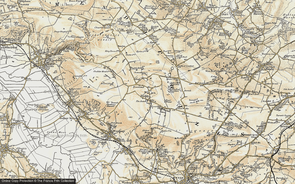 Old Map of Priddy, 1899 in 1899