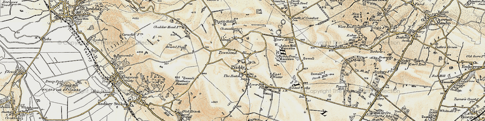 Old map of Priddy in 1899