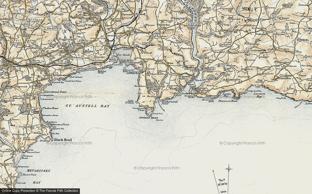 Old Map of Historic Map covering Southground Point in 1900