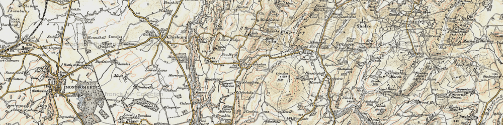 Old map of Priest Weston in 1902-1903