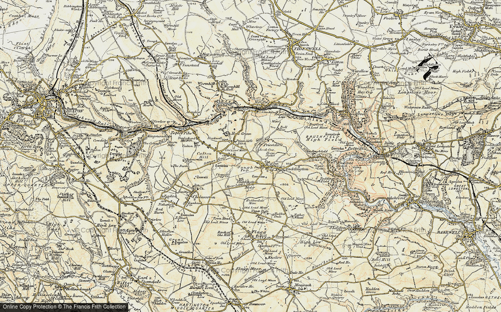 Old Map of Priestcliffe Ditch, 1902-1903 in 1902-1903