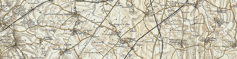 Old map of Primethorpe in 1901-1902