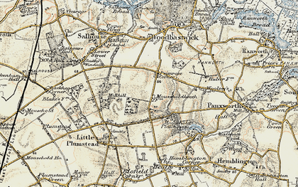 Old map of Primrose Corner in 1901-1902