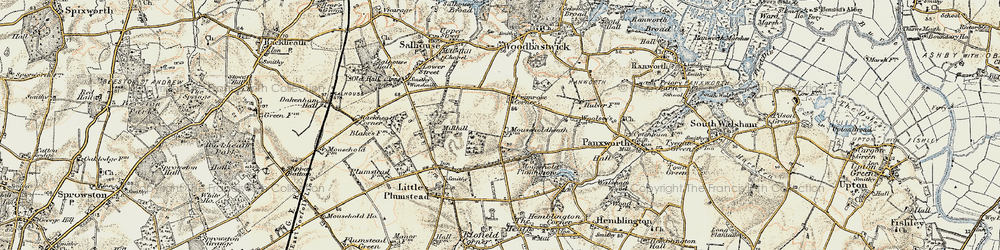 Old map of Primrose Corner in 1901-1902