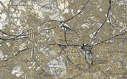 Old map of Primrose Hill in 1897-1909