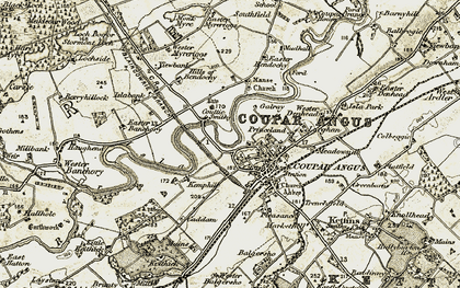 Old map of Bennathie in 1907-1908