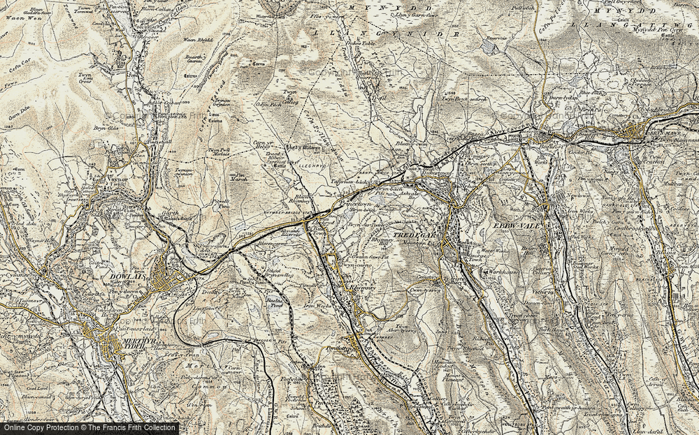 Old Map of Historic Map covering Bryn-oer Patch in 1899-1900