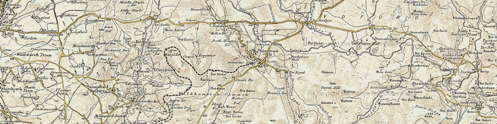 Old map of Princetown in 1899-1900