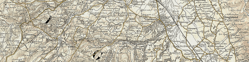 Old map of Bryn Mulan in 1902-1903