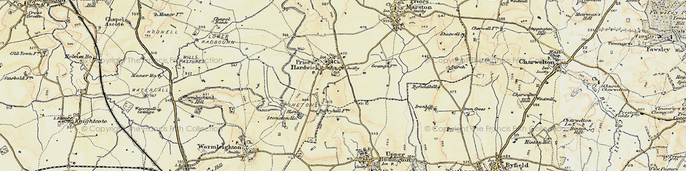 Old map of Priors Hardwick in 1898-1902