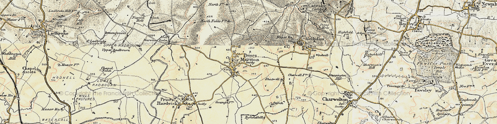 Old map of Priors Marston in 1898-1901