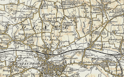 Old map of Priorswood in 1898-1900