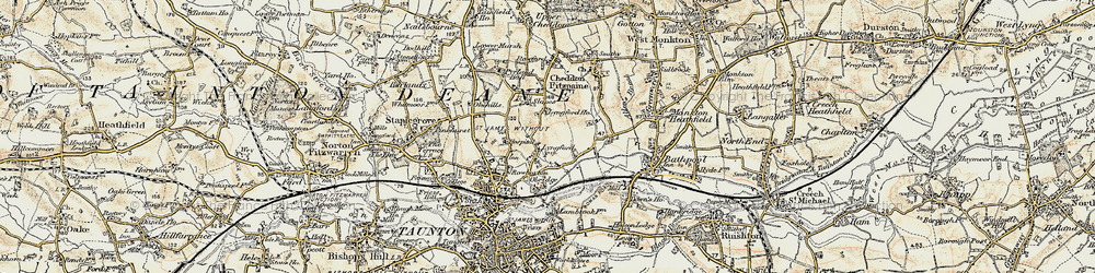 Old map of Priorswood in 1898-1900