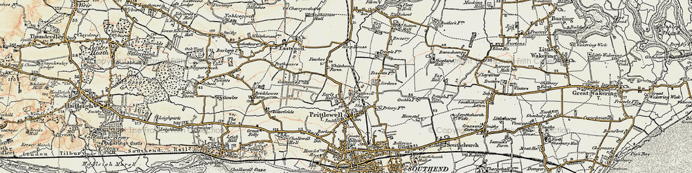 Old map of Prittlewell in 1898