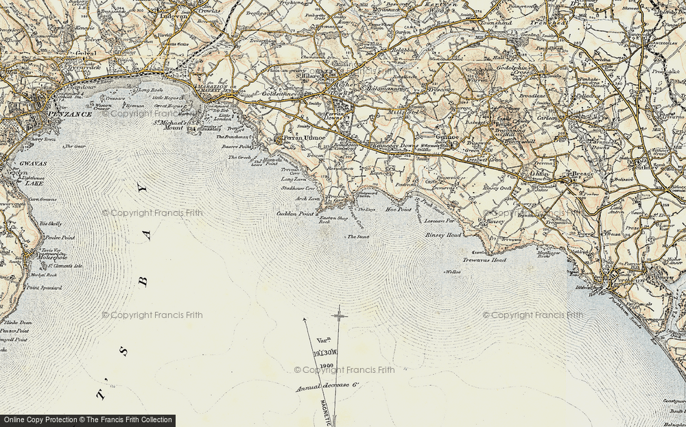 Old Map of Prussia Cove, 1900 in 1900