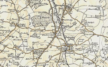Old map of Puckeridge in 1898-1899