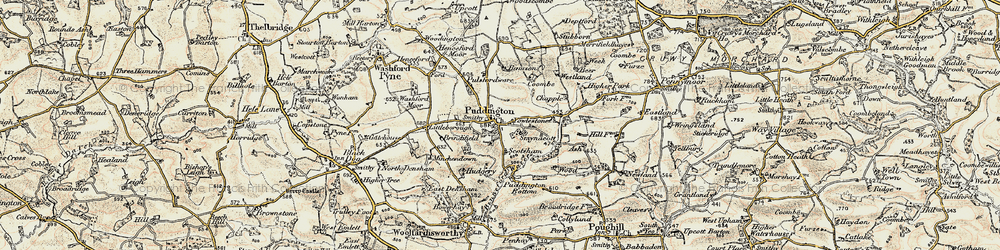 Old map of Puddington in 1899-1900