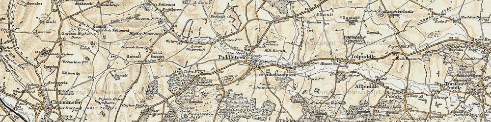 Old map of Puddletown in 1897-1909