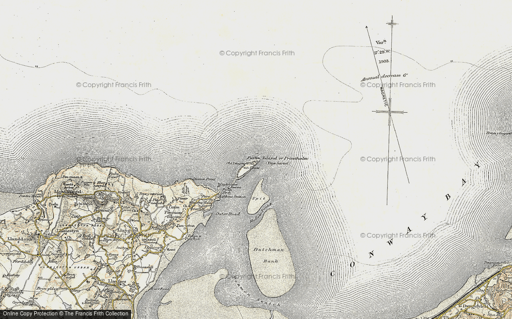 Old Map of Puffin Island or Priestholm, 1903-1910 in 1903-1910