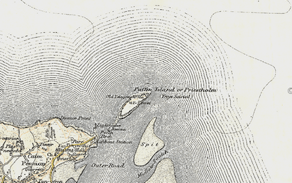 Old map of Puffin Island or Priestholm in 1903-1910