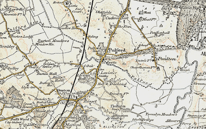 Old map of Pulford in 1902-1903