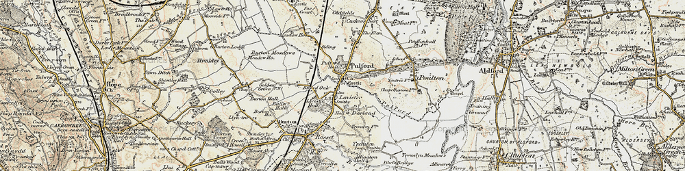 Old map of Pulford in 1902-1903