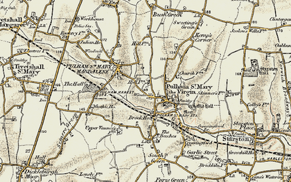 Old map of Pulham St Mary in 1901-1902