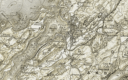 Old map of Ardbhan Craigs in 1906-1907