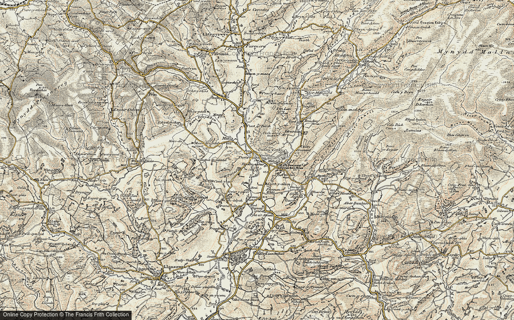 Old Map of Pumsaint, 1900-1902 in 1900-1902