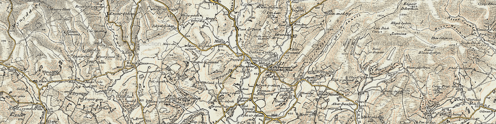 Old map of Pumsaint in 1900-1902