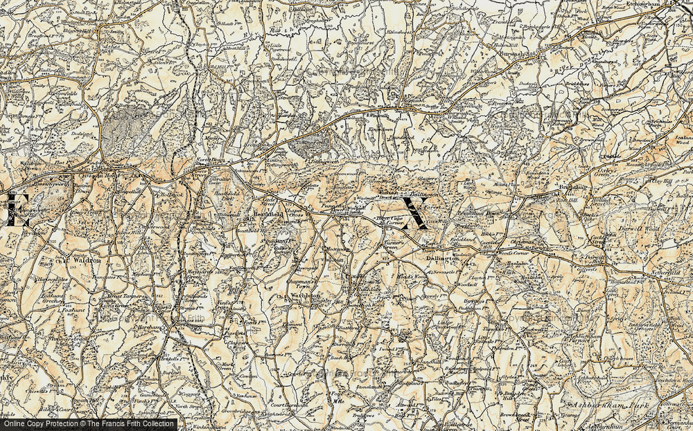 Old Map of Historic Map covering Bingletts Wood in 1898